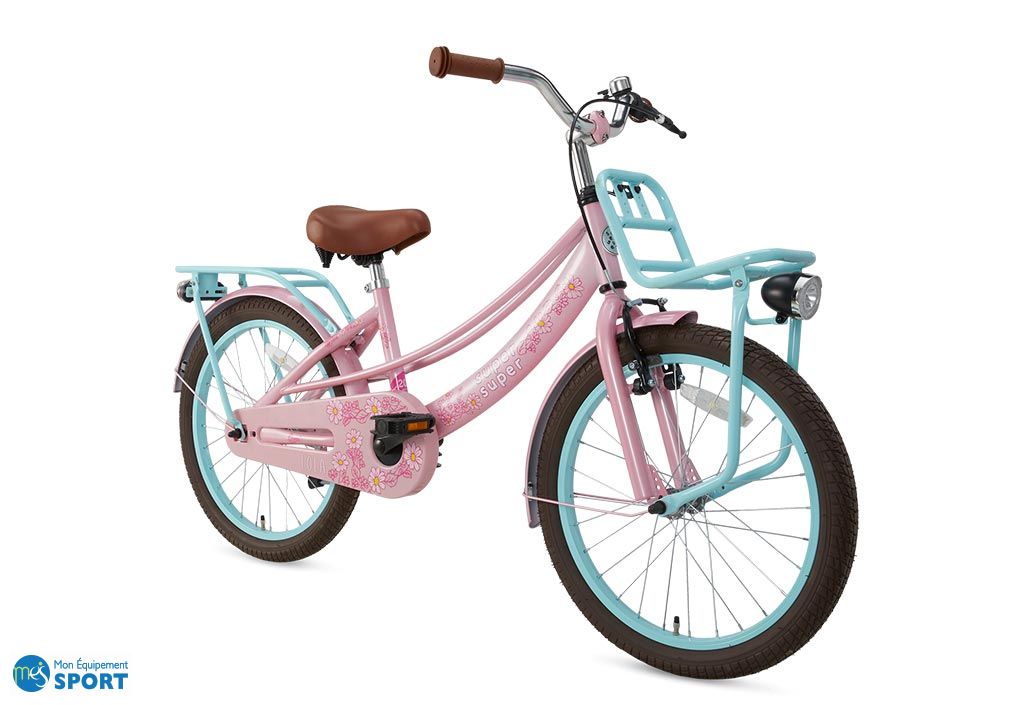 Vélo pour enfants Supersuper Lola - Filles - 16 pouces - Grijs- Rose