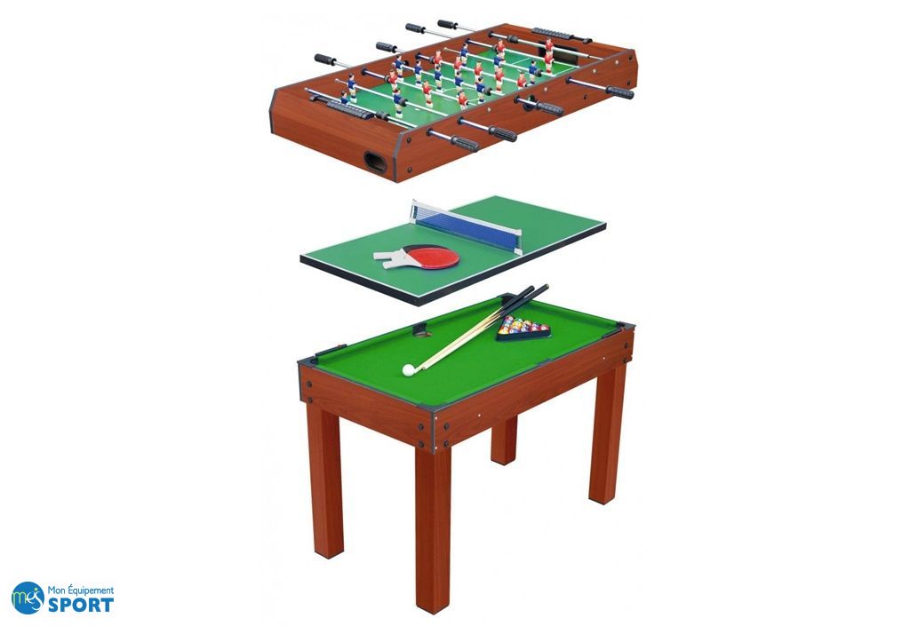 Table multijeux 3 en 1 : billard + babyfoot + ping pong - Devessport