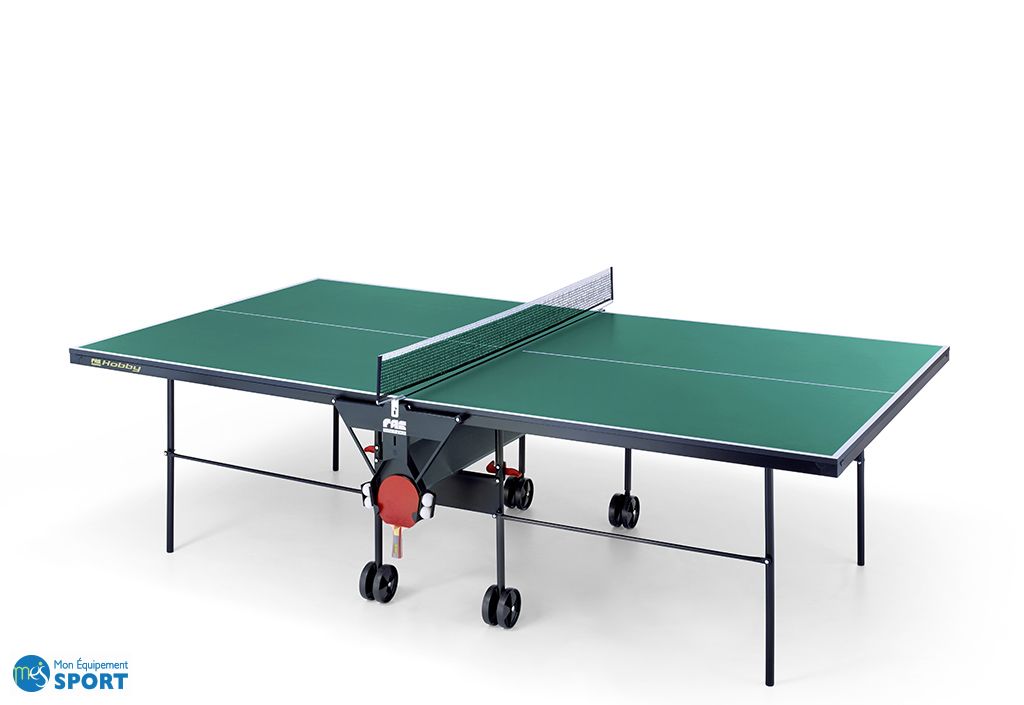 Table de ping-pong d'intérieur pliable verte en bois et métal