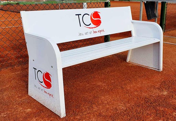 Banc publicitaire pour court de tennis en acier – 151 x 55 x 79 cm