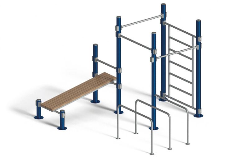 Parcours sportif en acier galvanisé Lyra – 6 modules