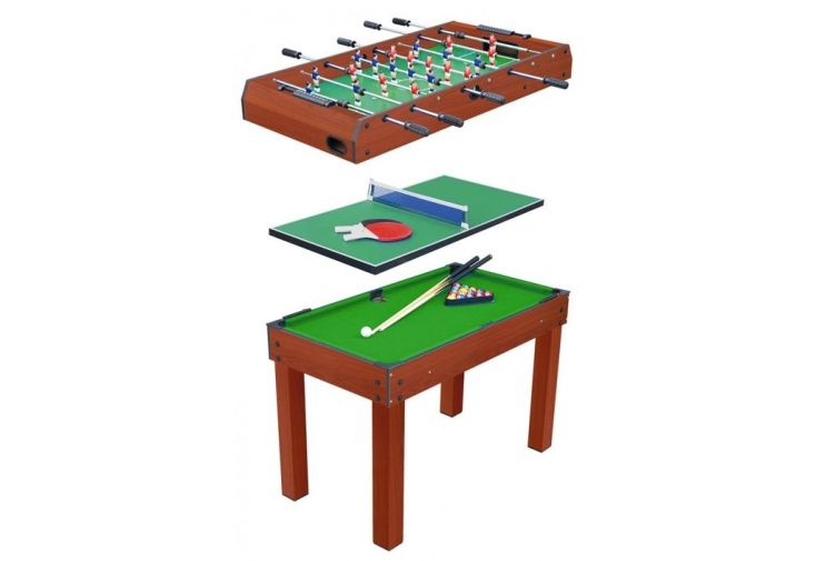 Table multijeux 3 en 1 : billard + babyfoot + ping pong