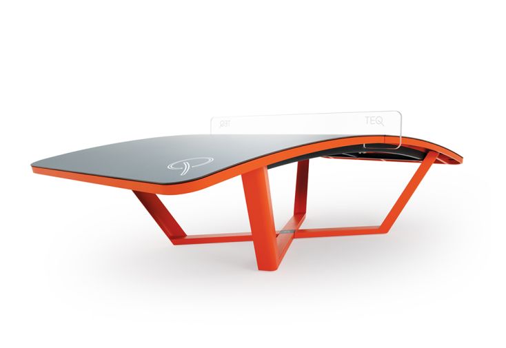 Table de teqball en acier orange et grise - One