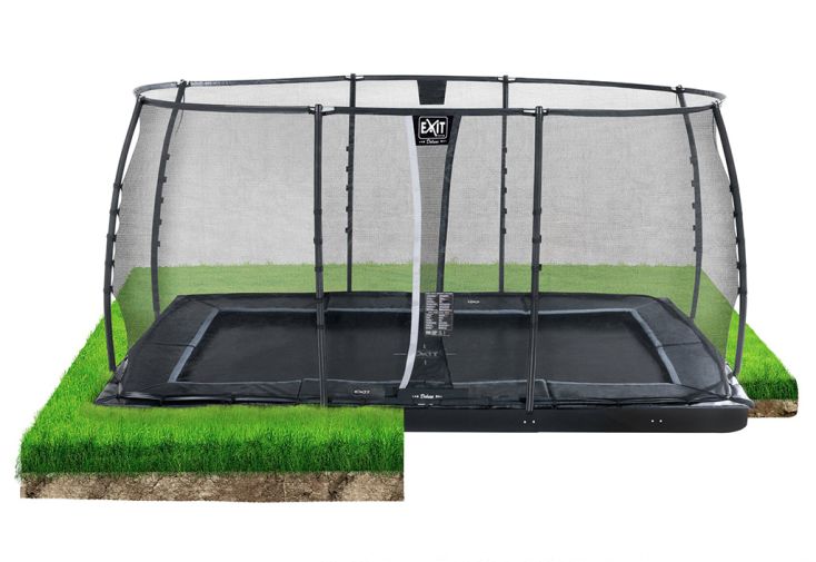 Trampoline enterré rectangulaire avec filet de sécurité - EXIT Dynamic