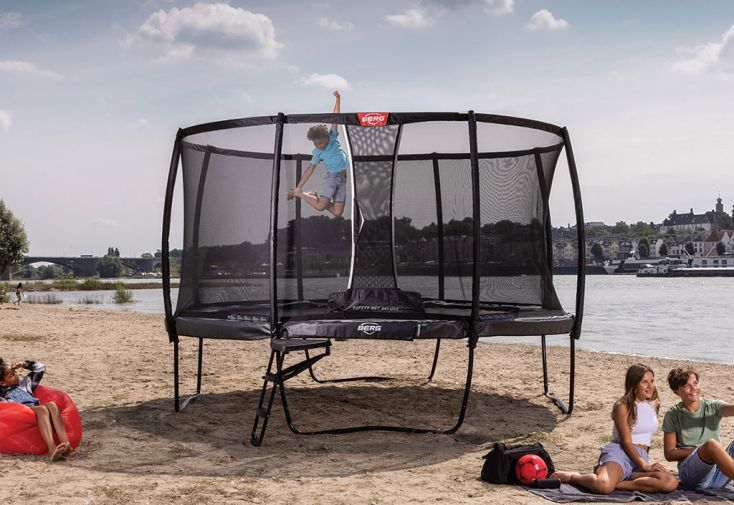 Trampoline sur pied avec filet de protection vert – Champion Regular