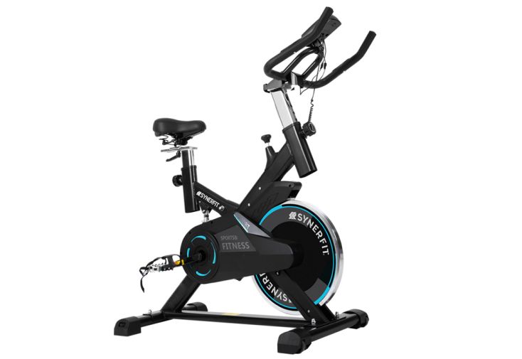 Vélo d'exercice cardio training avec console LCD et volant d