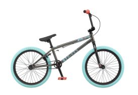 BMX avec cadre en acier noir et roues 20 pouces bleues