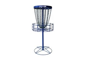 Panier de disc golf portable en métal bleu