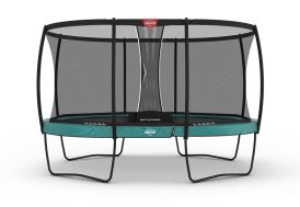 Trampoline d'extérieur vert avec filet de protection