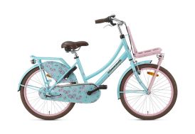 Vélo enfant bleu porte-bagage rose vélo 22 pouces Popal Daily Dutch Basic+ 