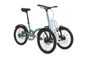 Vélo tricycle Kiffy bleu pastel et plaque blanche