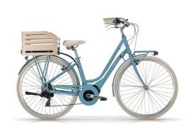 Vélo de ville électrique eApostrophe 28 pouces bleu avec porte-bagages