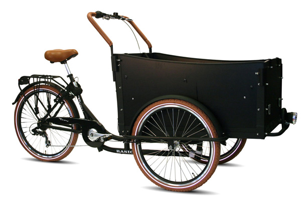 Vélo cargo triporteur.